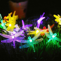 Festoon LED Solar Simulation Dragonfly Light String Outdoor Garden Holiday Solar Garland Lamp Camping Wedding Room Decoration