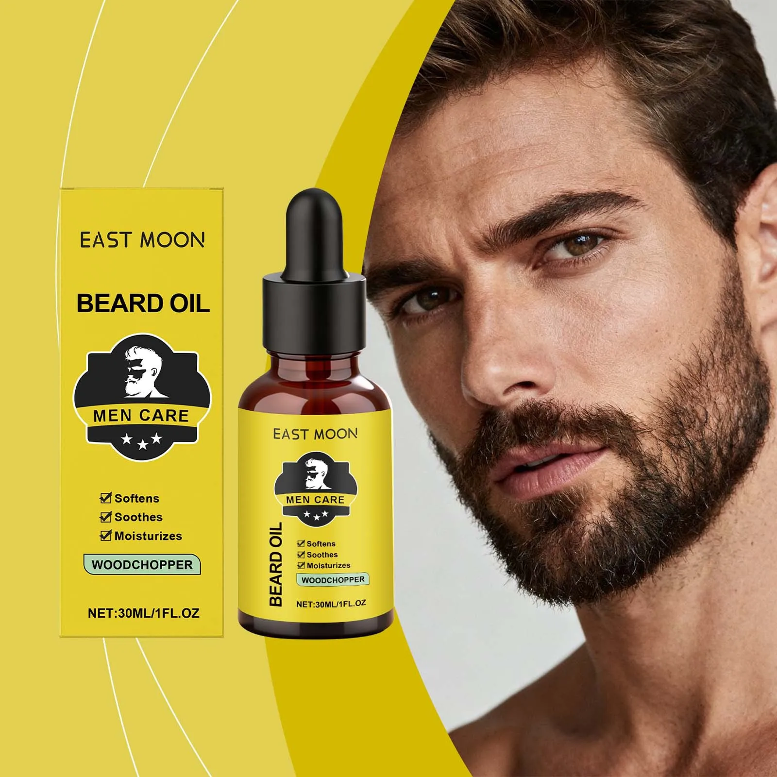 East Moon Men Beard Care Oil Effectively Nourish Quick Absorbing Grooming Soften Healthy Caring Natural Fragrance Beard Essence