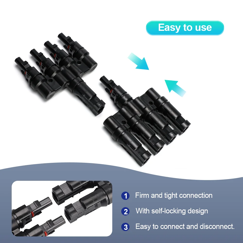 GEYA 1500V 50A 1Pair Y/T Type Photovoltaic Solar PV Connector 2 3 4 5 6 Way Branch Connector For PV/MC Cable Wire Connector