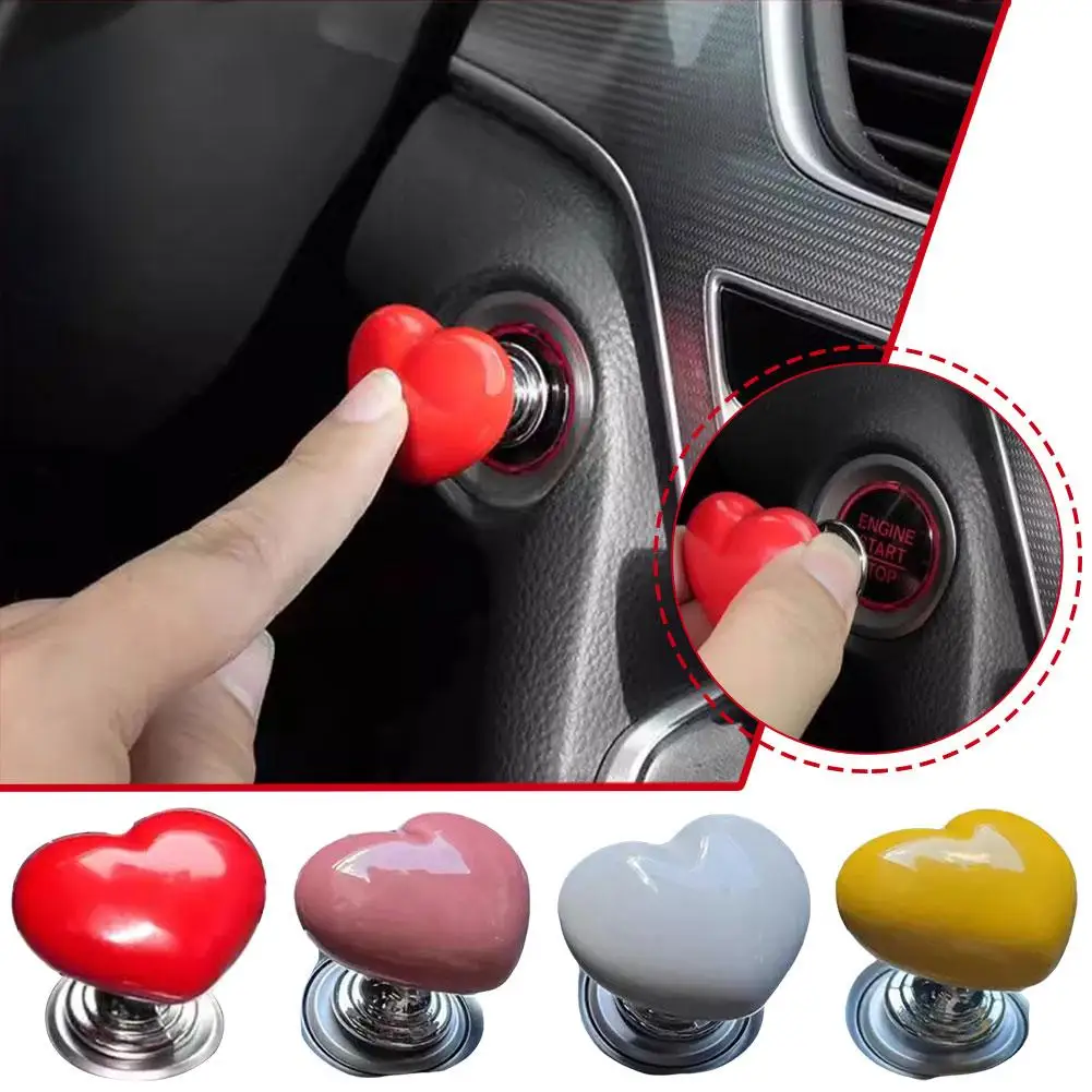 Heart Shape Car One Click Start Button Rocker Car Engine Start Stop Lever Starter Cover For BMW Car Interior Decor U4S0