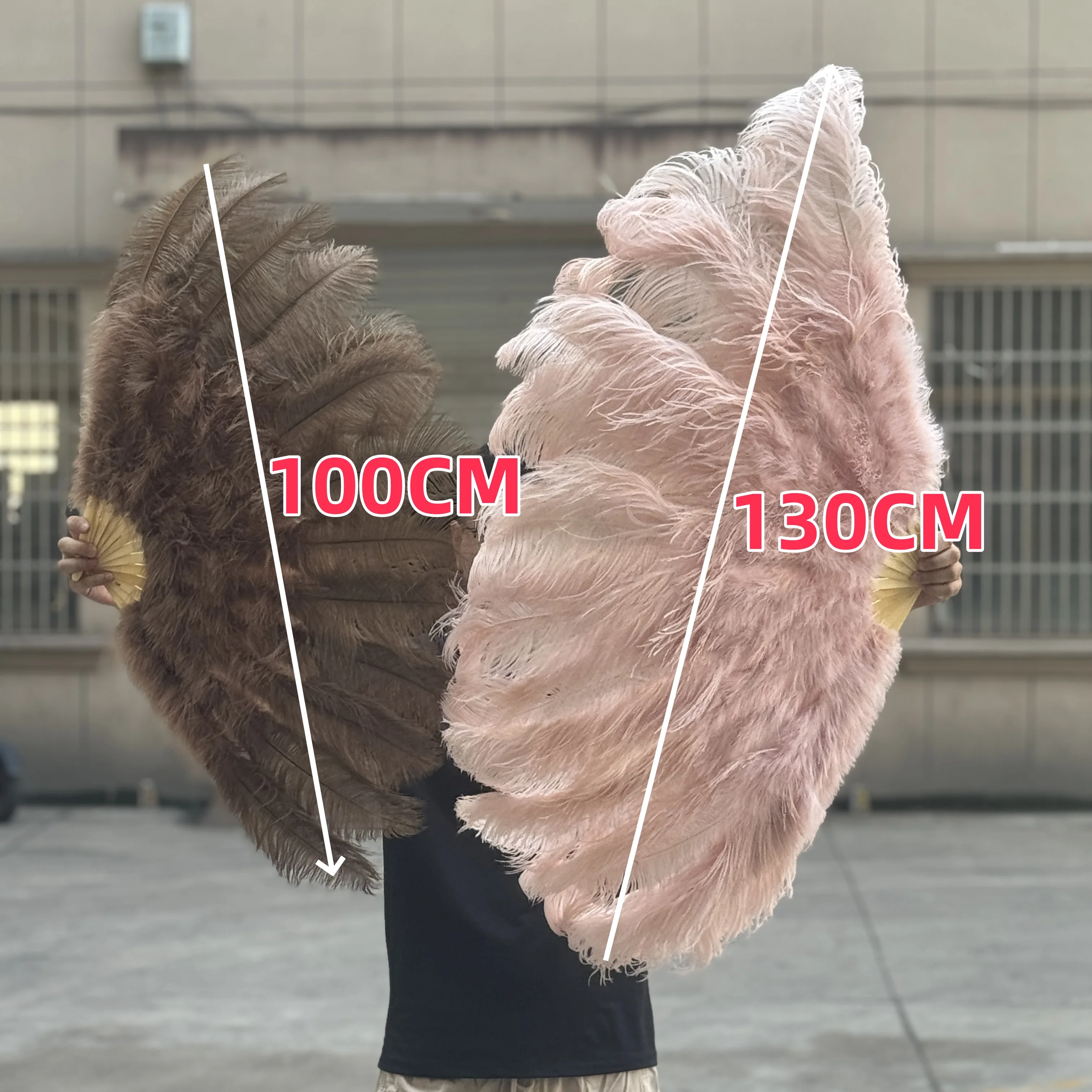 

13 Bones Fluffy Feathers Fan Natural Ostrich Feather Folding Handheld Fan Carnival party stage performance Prop Plumes Crafts