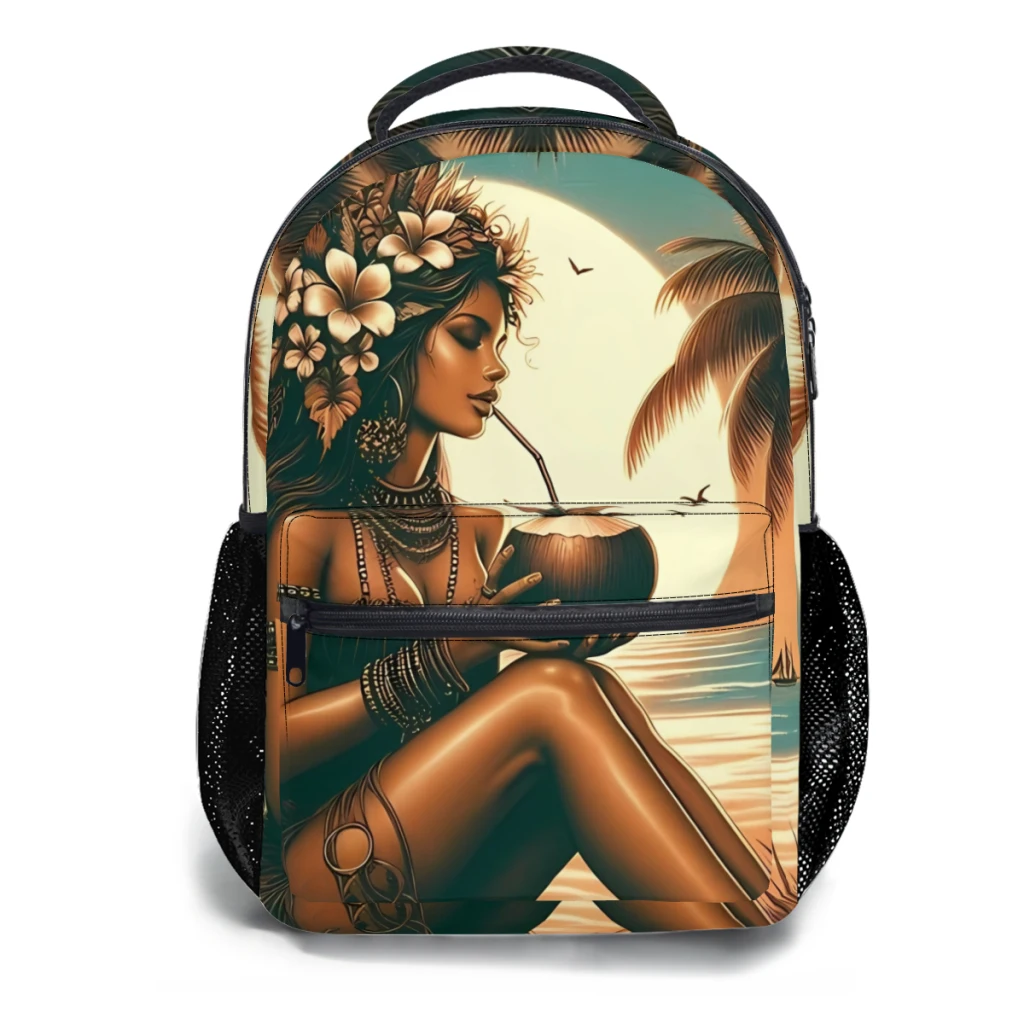 Deusa das Alças das Crianças, Bolsa Escolar Estampada Praia de Coco, Leve, Casual Jovem, Bolsa Escolar