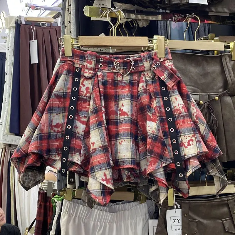 

Design sense niche streamer retro plaid skirt women's 2025 summer new small high waist versatile skirt