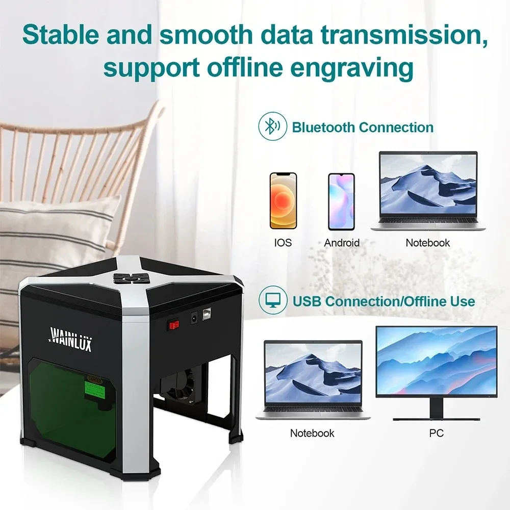 QDLASER Wainlux K6 3000mW DIY Mini Laser Engraving Machine Bluetooth Desktop Printer Cutter for Woodworking Plastic