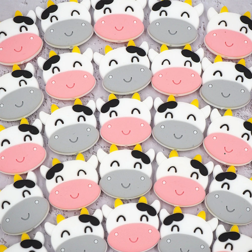 Chenkai 50pcs Animal Silicone Focal Beads For Beadable Pen Cartoon Silicone Charms for Pen Keychain Necklace Making Characters