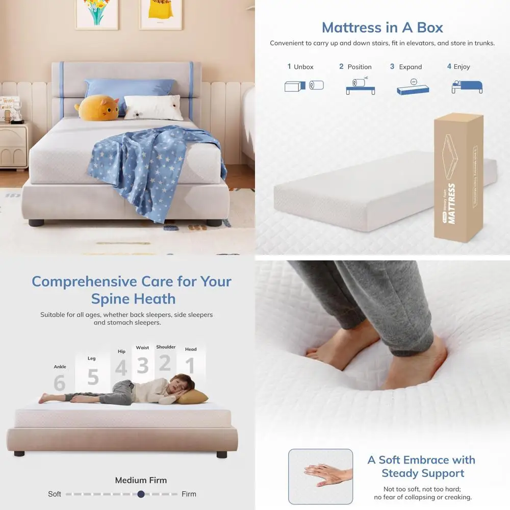 Green Tea Memory Foam Mattress 10 Inch Twin Size - Cool Sleep, Pressure Relief, Medium Firmness, CertiPUR-US Certified
