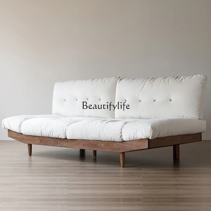 

01North American black walnut sofa fabric Nordic Japanese modern simplicity