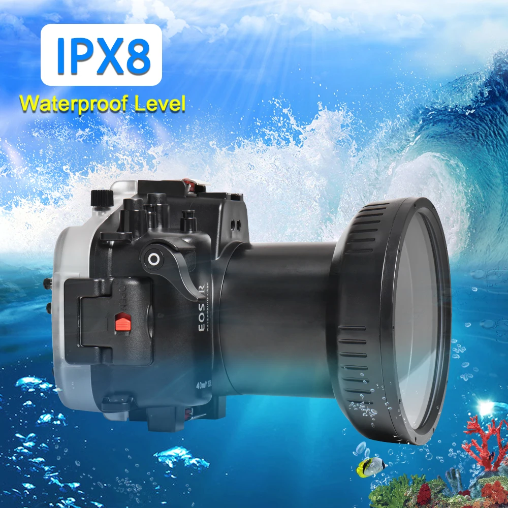 Seafrogs 40m/130ft 40M Diving Housing for Canon EOS R Case with 16-35mm Lens Underwater Protective Cover