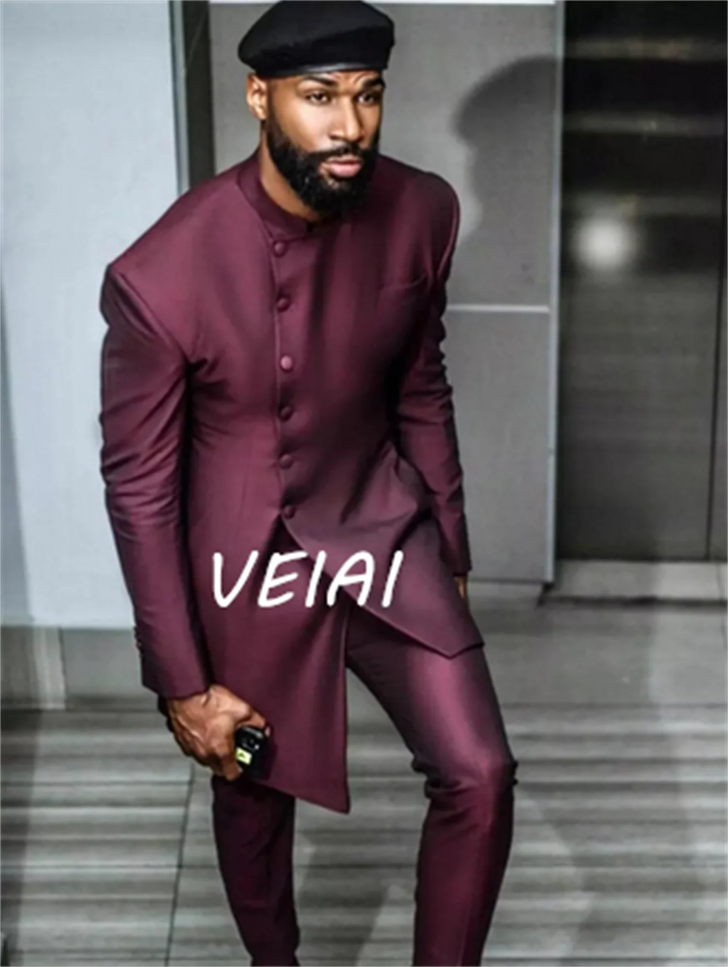 

Customize Burgundy Wedding Tuxedos Mens Suit Two Pieces Formal Business MensJacket Blazer ( Jacket+Pants+Tie)