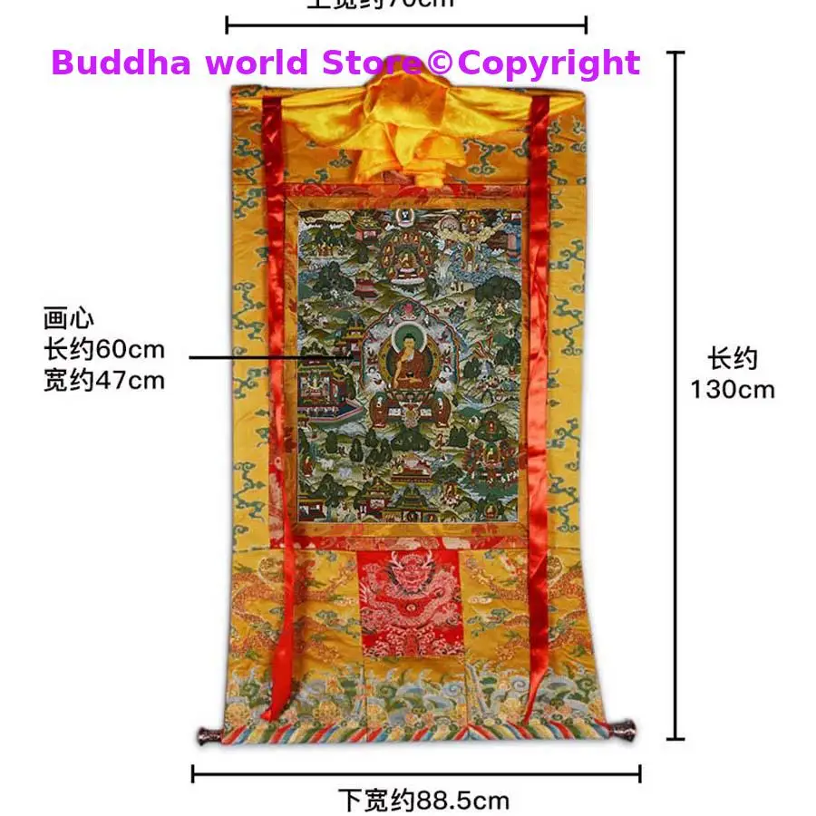 130cm large Wholesale Buddhist supplies HOME Temple WALL High grade decorative Mandala Sakyamuni BuddhaThang-ga Thangka painting