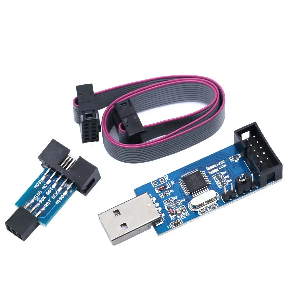 AVR USBASP Programmer Kit – ATmega8/ATmega128/ATTiny/CAN/PWM ISP Flasher + 10-to-6 Pin Adapter for Windows 7 64-bit