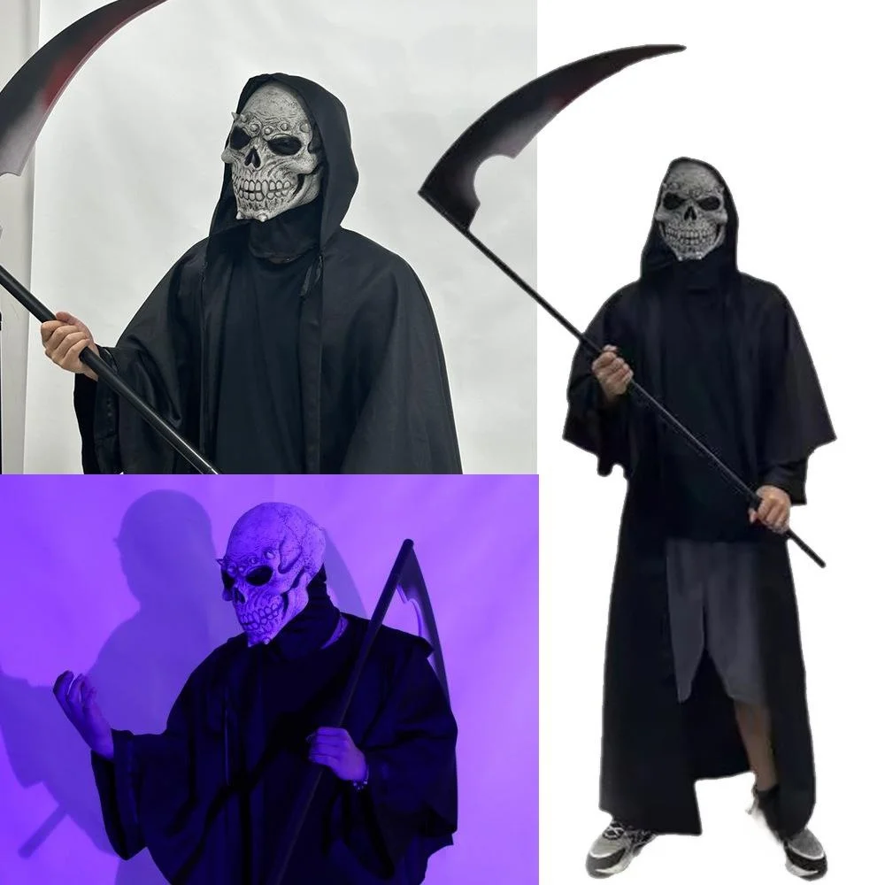 

Men's Black Devil Halloween Costume Scythe Monster Role-playing Outfit Stage Performance Clothing Traditional Chinese Opera C...
