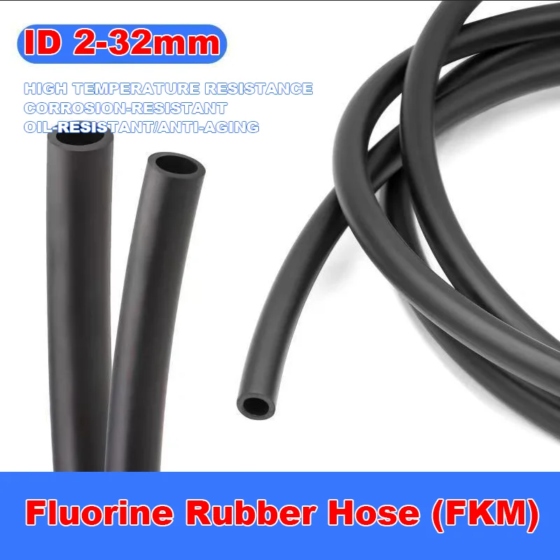 FKM Black Fluorine Rubber Hose ID 2-3-4-5-6-7-8-9-10-12-13-16-19-20-25-32mm Fuel Delivery Flexible Fuel Line Tubing for Oil Tank