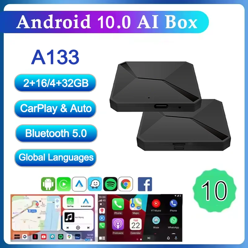 

Carplay AI Box Android 10, беспроводная Android Auto Smart TV Box для Youtube Netflix Toyota Mazda Hyundai Haval GMC Ford MG VW Kia