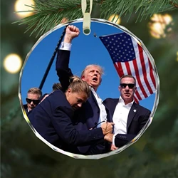 Trump Pendant, Fighting for Justice, Acrylic Car Pendant, Christmas Tree Ornaments