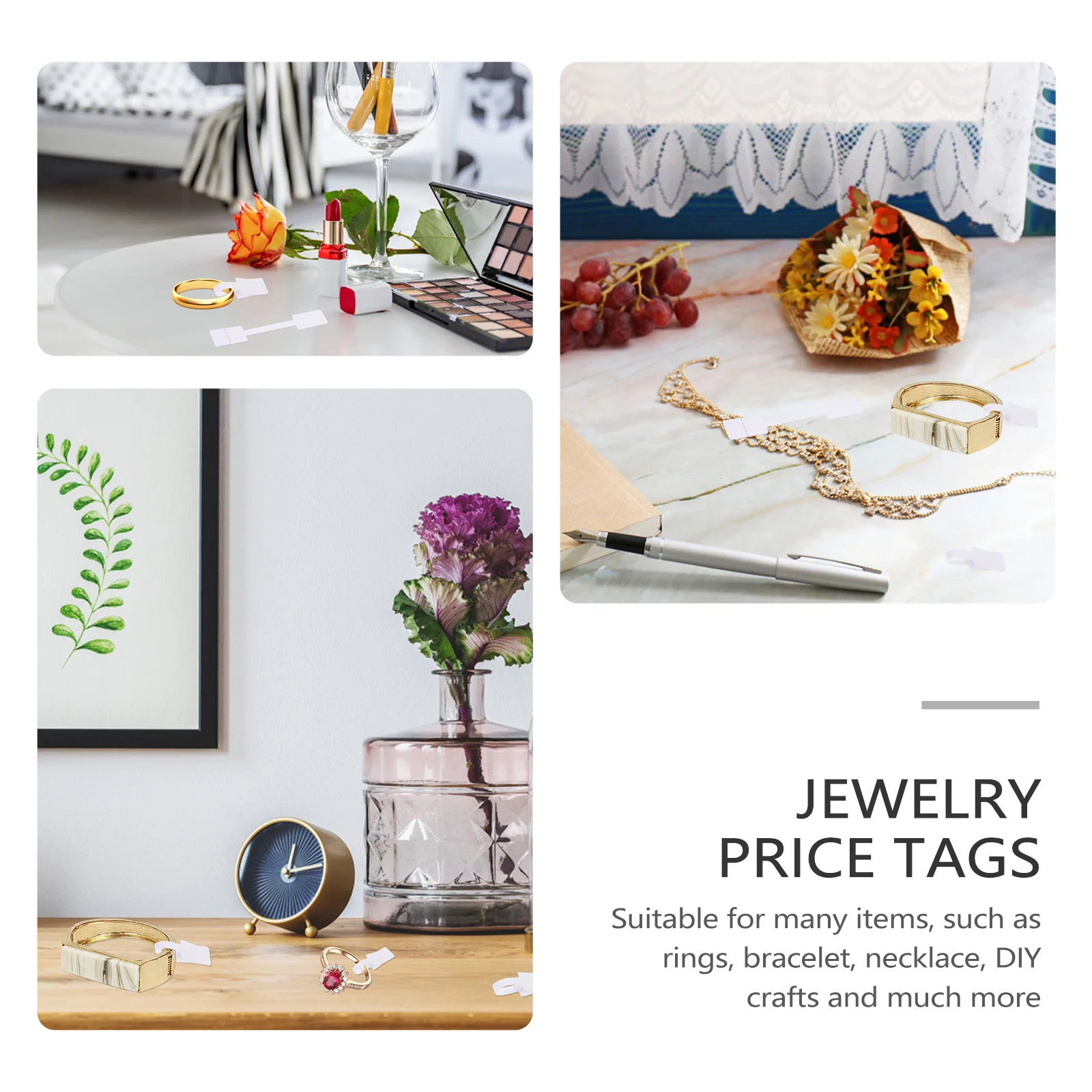 

200pcs Square Ring Labels Kraft Paper Jewelry Price Tags Adhesive Blank Stickers Removable For Gifts Bracelets Necklaces Crafts