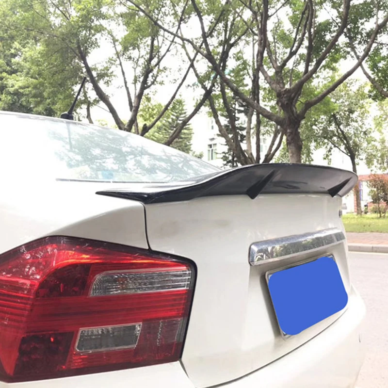 For OLD Honda CITY Real Carbon Fiber Spoiler Accessories Car Trunk Rear Lip WING Tail Refit Body Kit 2008-2014 Year