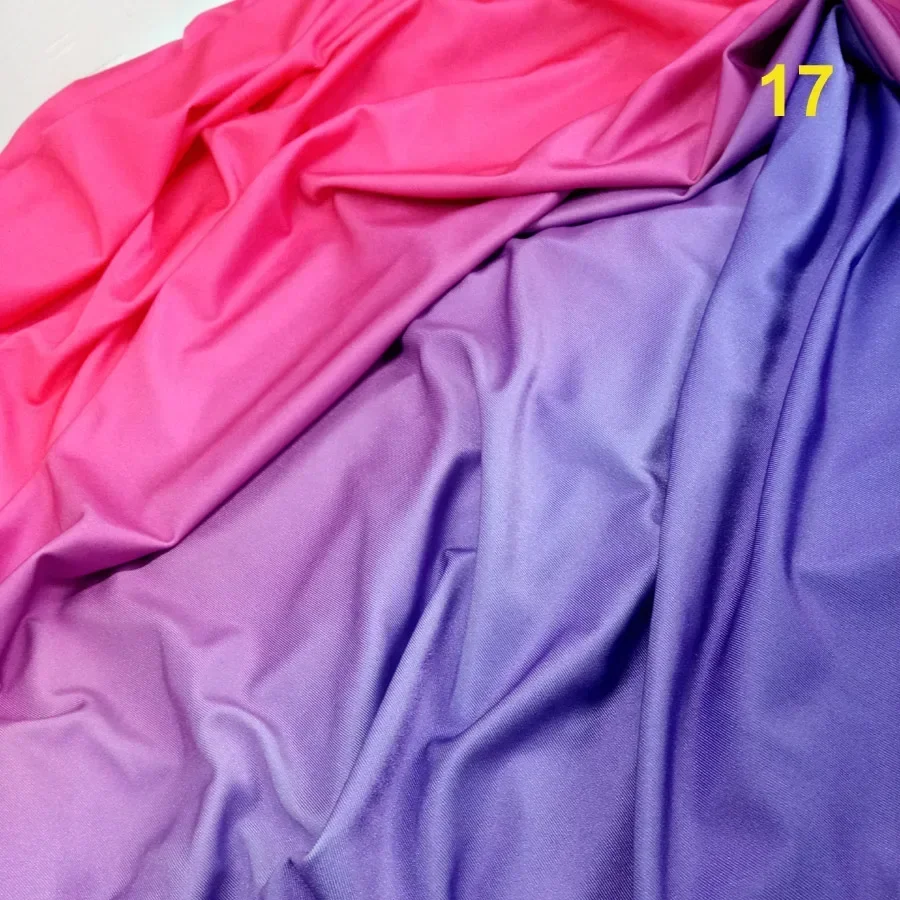 Ombre Spandex 4 Way Stretchy Fabric Gradient Dropping Glossy Cosplay Dancing Dress Latin Clothing