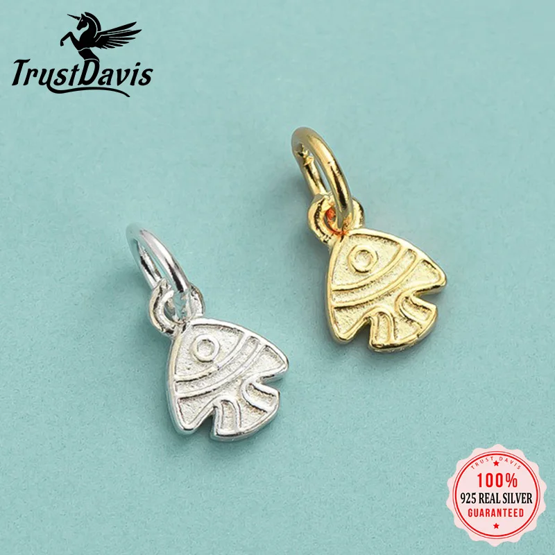 TrustDavis Real 925 Sterling Thai Silver Fashion little fish Charm Pendant Handmade DIY Accessories Wholesale Jewelry DZ1700