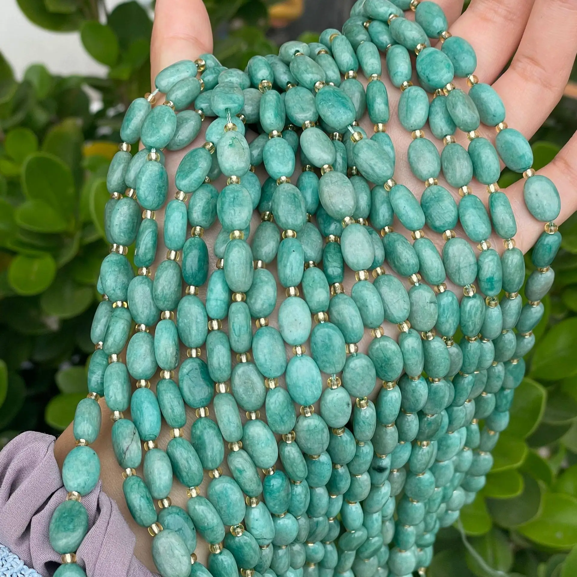 8 x 12Mm Pure Natural Tianhe Stone Flat Beads Denier-shaped Blue Stone Loose Beads DIY Necklace Bracelet for Jewelry Making