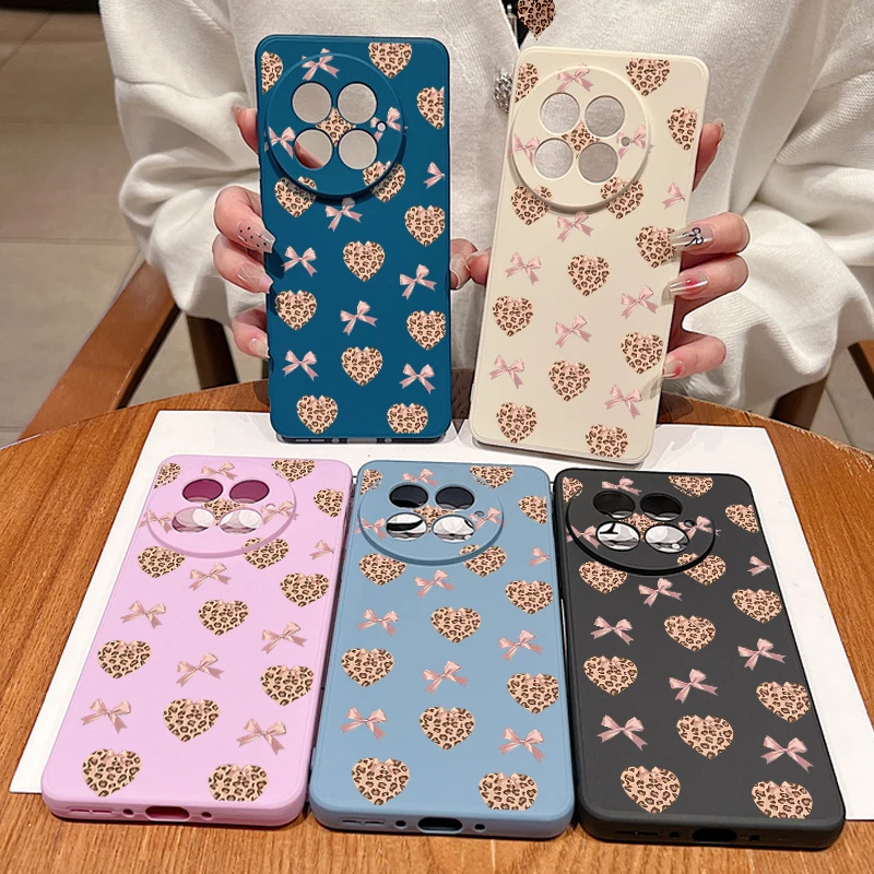 Leopard Print Hearts Bow Soft Lanyard Phone Case For OnePlus 15 13 13T 12 13R 12R 11R Nord 5 Ace 5 3 2 5G TPU Shockproof Cover #6