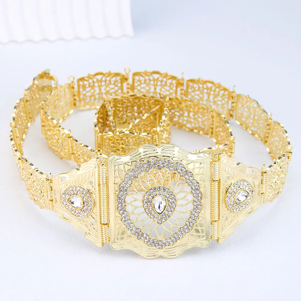 Moroccan Belt Rope Tassels Chain For Women Gold Color Arabic Caftan Crystal Long Adjustable Waist Chain