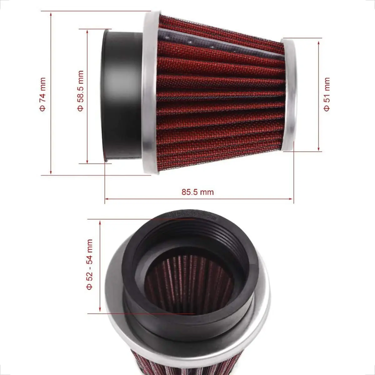 Air Filter 52mm 53mm 54mm Motorcycle Vent Cleaner the Breather for 50cc 70cc 90cc 110cc 125cc 150cc Scooter,Quad Bike For Yamaha