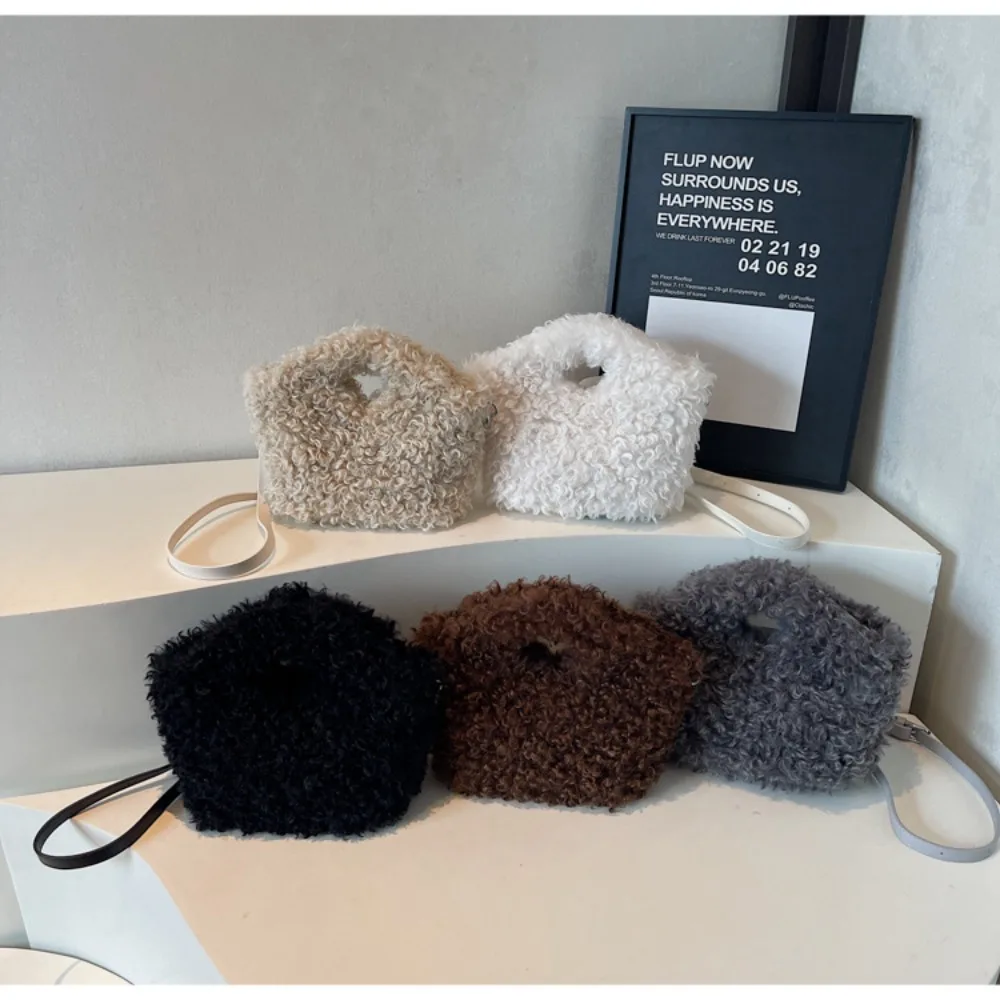 Fashionable lambskin handbag, women's 2026 autumn/winter new collection, versatile shoulder bag and crossbody bag, faux fur hand