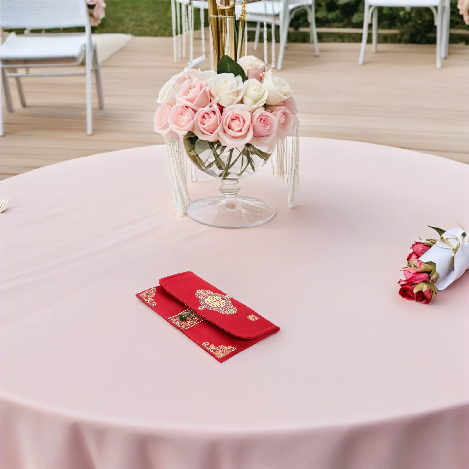 2Pcs Wedding Red Envelopes Fabric Brocade Chinese Style Pocket Invitation Elegant Wedding Blessing Wallet Red Packet