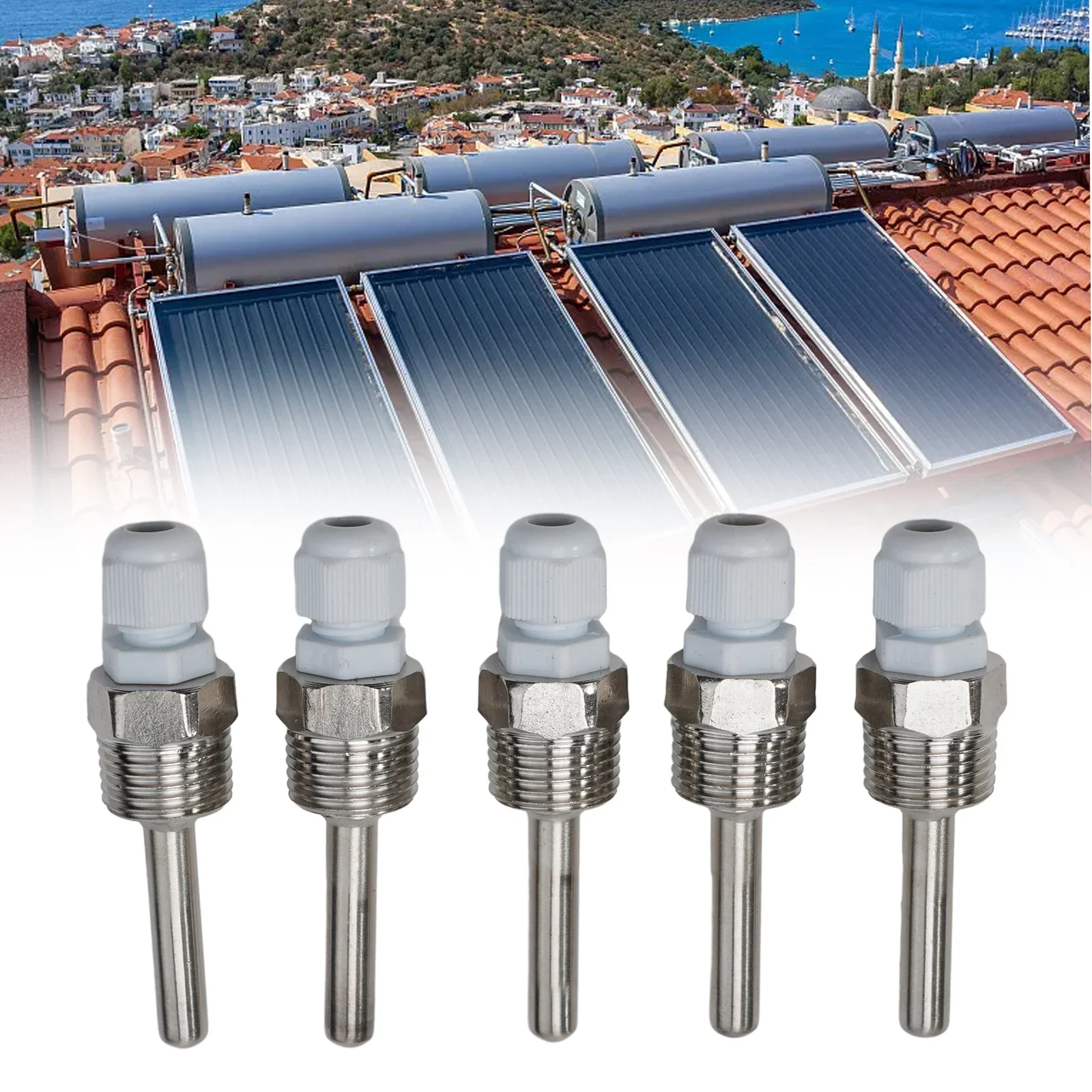 4 Pieces Thermowell Stainless Steel with G 1/2 Thread for Immersion Sleeve For Temperature Sensor Pressure PN40