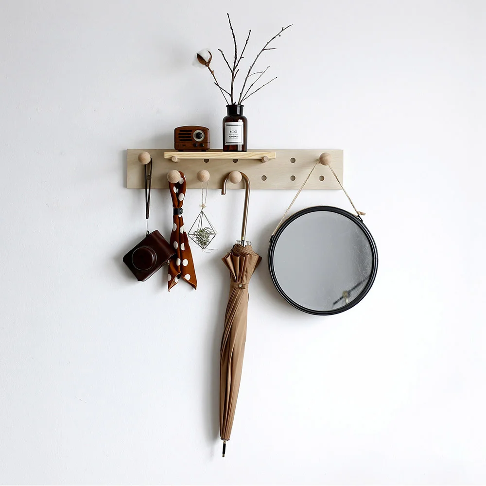 porch row hook wall hanging clothes hook bag key hook creative wooden pendant hanging clothes hanger in the door