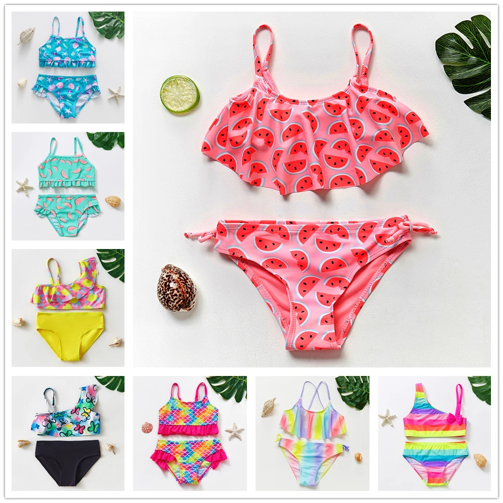 1~14Y Girls Swimsuit Girls swimwear Two pieces Kids Bikini set Biquini Infantil Swimming suit for children-ST108mix