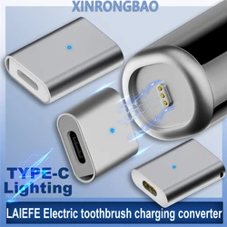 For Lighting/TYPE-C to Leifen electric toothbrush charging head magnetic suction USB C magnetic suction adapter PD charging head