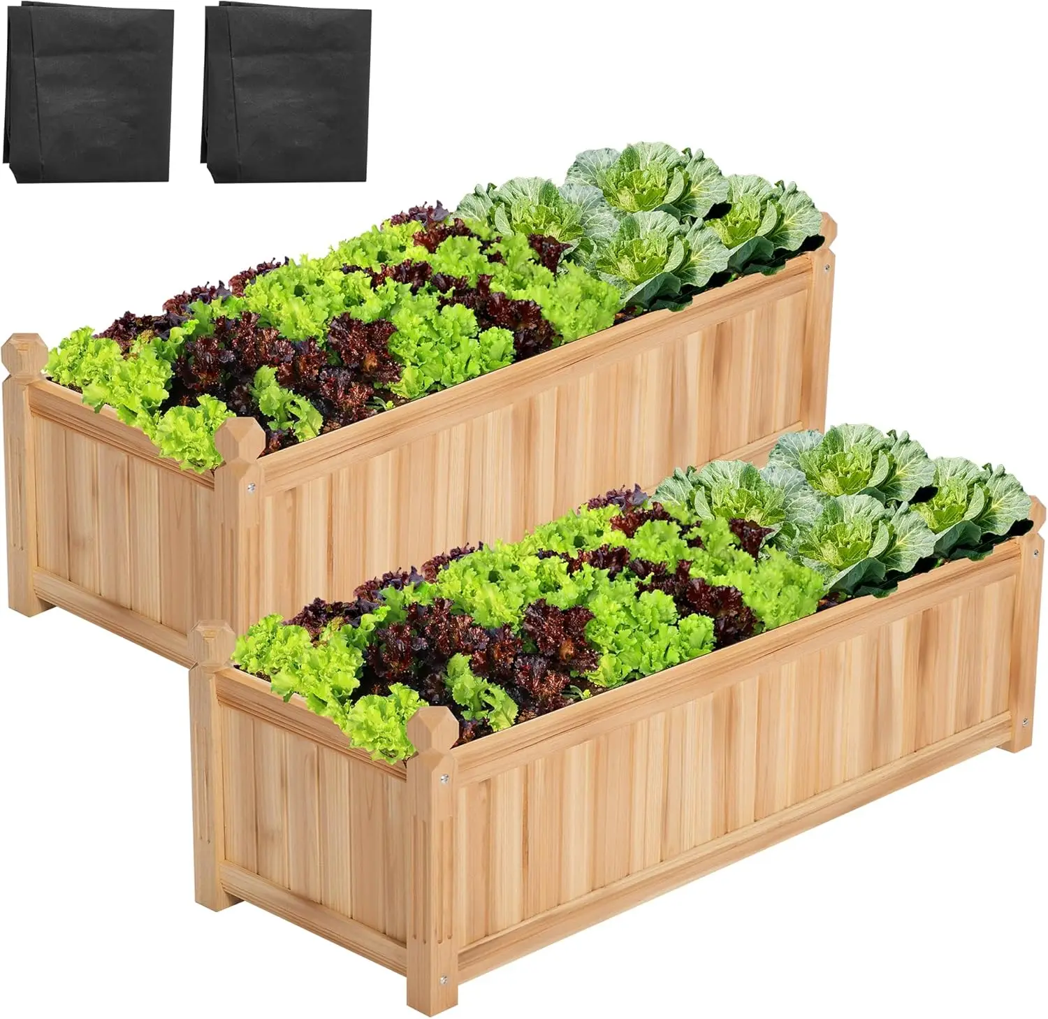 

VIVOSUN 3.6 x 1.3Ft Wooden Raised Garden Bed, 43.5 x 16 x 14 Inches, Outdoor Wood Planter Box with Screwdriver and a Liner for G