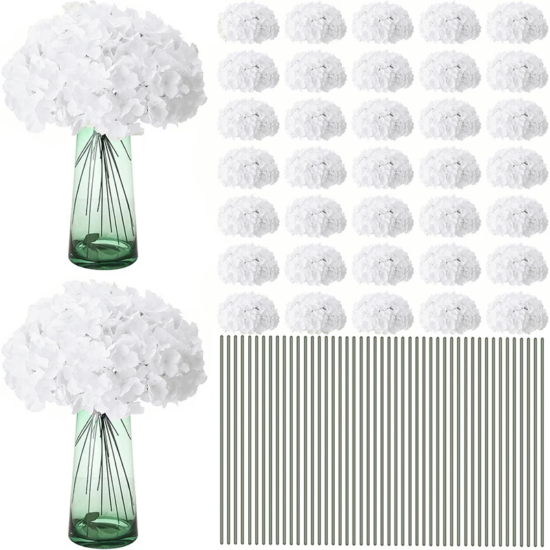 100 Pieces Silk Hydrangea Artificial Flowers Heads Full Hydrangea Flowers for Wedding DIY Floral Decorations image 3