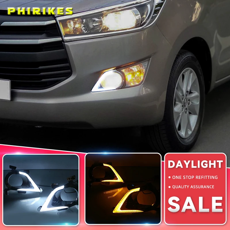 

2pcs For Toyota Innova 2016 2017,Turning Yellow Signal Style Relay Waterproof ABS Car DRL LED Daytime Running Light Daylight