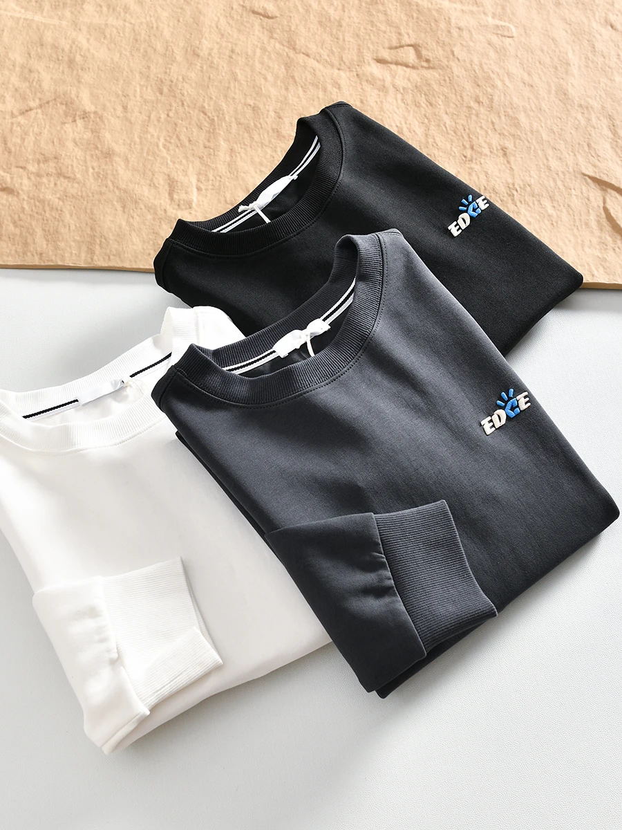 

Modern Style Sweatshirt Men's round Neck Embroidered Letter Autumn Versatile Sports Casual Cotton Blend Sweatshirt