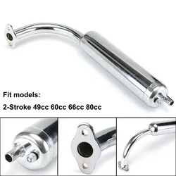 Chrome Muffler Exhaust Pipe 2-Stroke Motorized Bicycle Bike 49cc 60cc 66cc 80cc