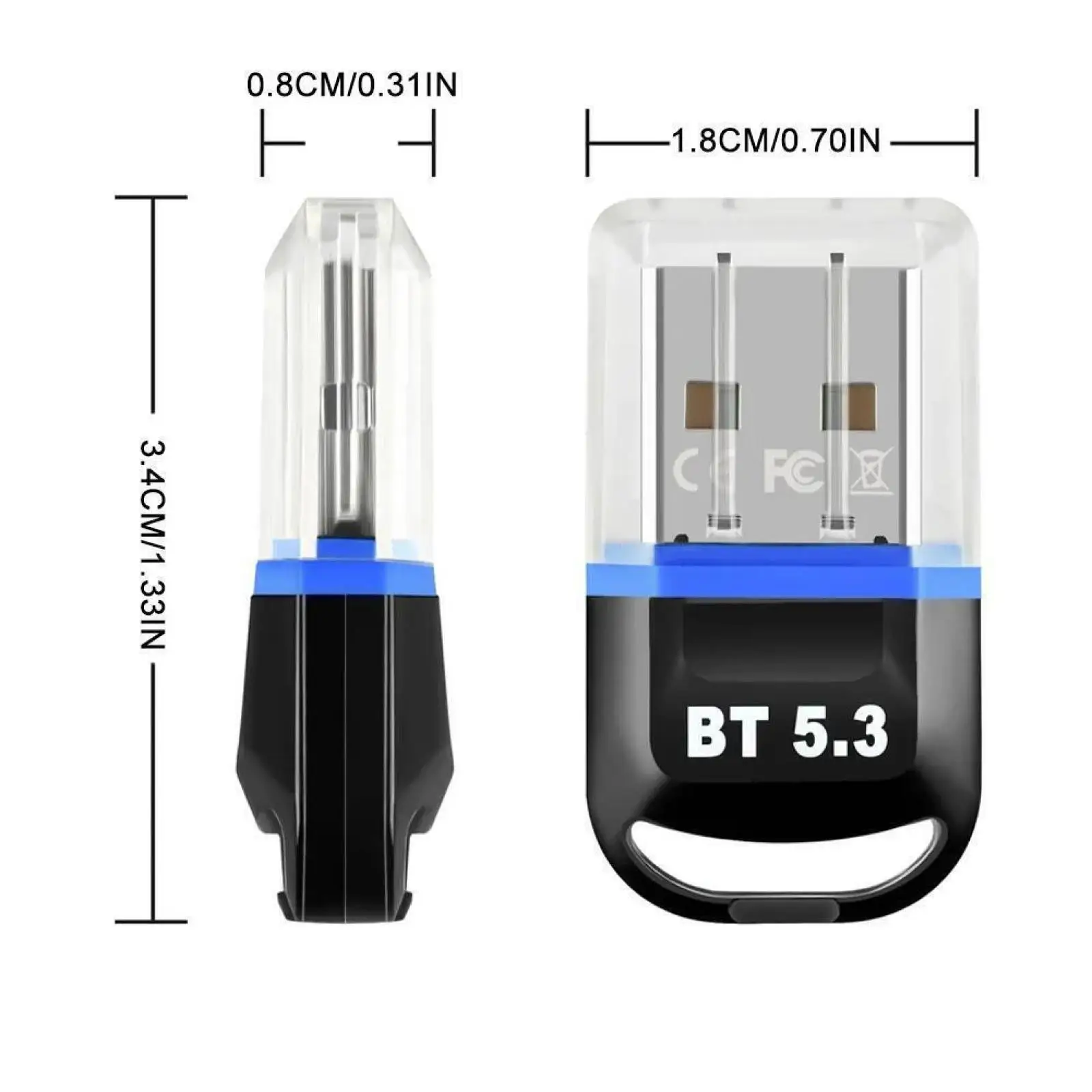 USB Bluetooth 5.3 Adapter USB Bluetooth Receiver Dongle Adapter For PC USB Transmitter For Wireless Speaker Audio Mouse