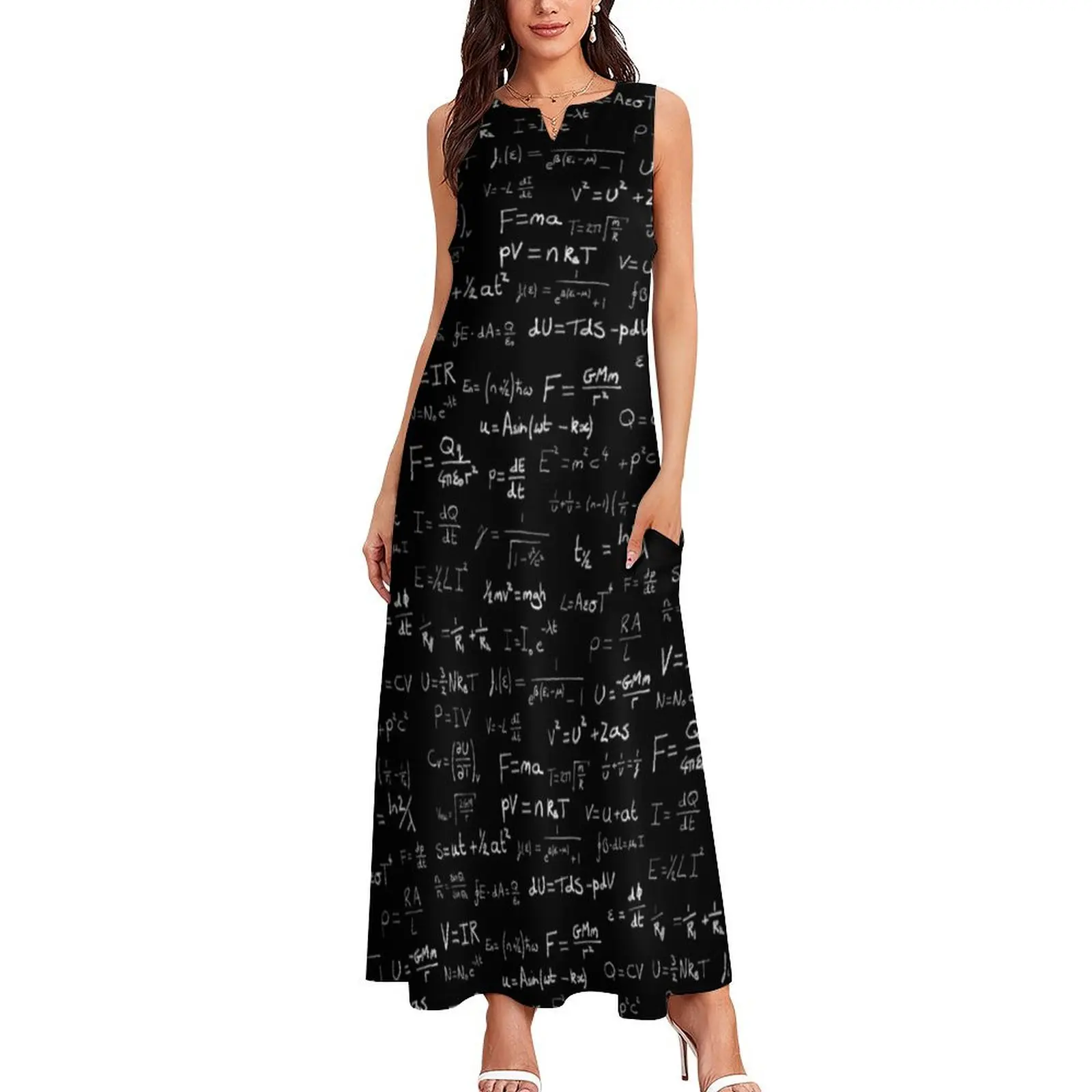 Physics - handwritten Long Dress dress for woman women's clothing korea stylish luxury dresses Dress