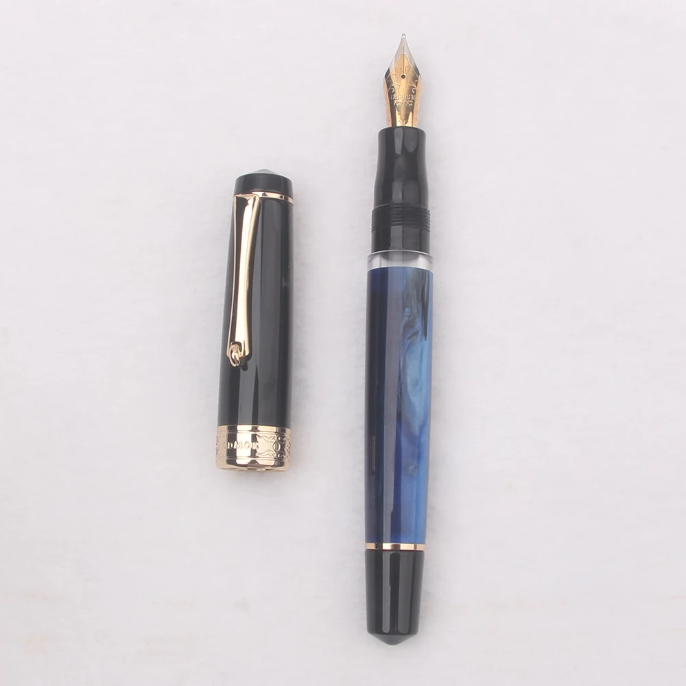 Admok 757 P20 Piston Fountain Pen Schmidt / Bock EF/F/M Nib, Galaxy Acrylic Patterns Golden Clip Smooth Writing Office Pen
