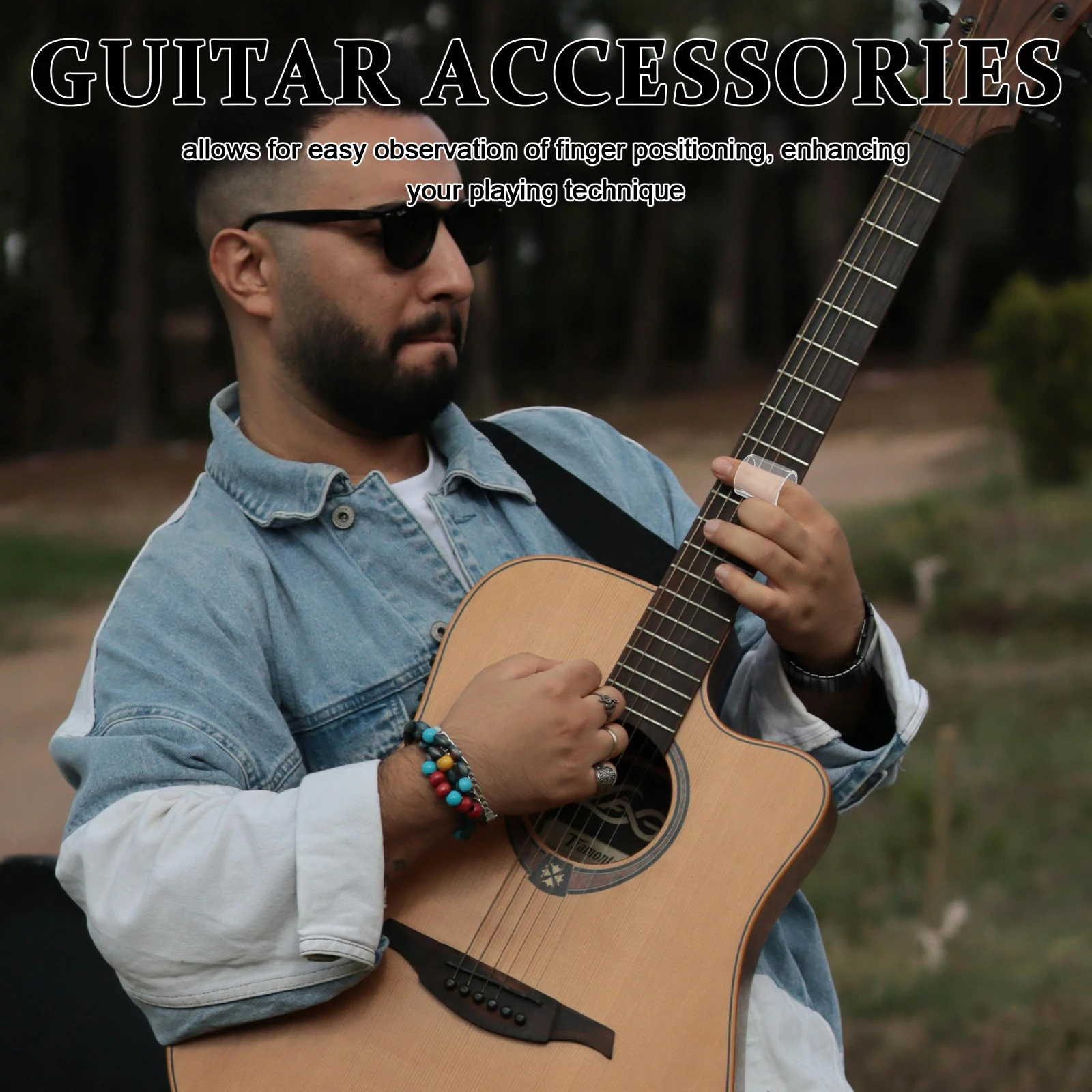 

3pcs Guitar Slide Transparent Finger Sleeve Glass Bar Accessories for Kids Practice Performance Electric Parts