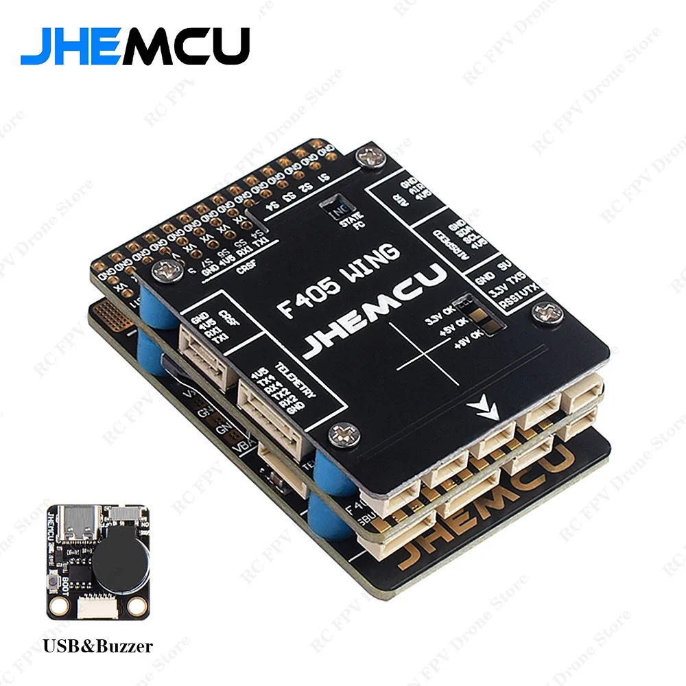 JHEMCU-CONTROLADOR DE VUELO F405 Wing INAV, barómetro incorporado, giroscopio, OSD, Blackbox BEC, para avión RC, ala fija