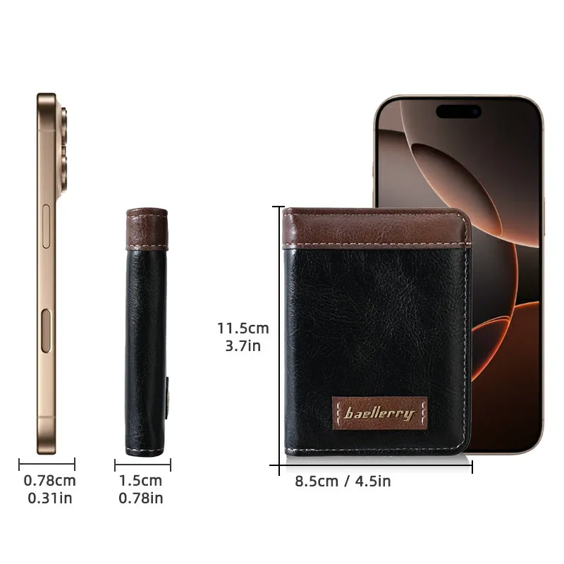 1Pc-Baellerry Men's 80% off Short Wallet, Vintage Patchwork Pu Leather Wallet, 4 Card Slots, Id Photo Window, Cash Compartment, Gift for Boyfriend or Father