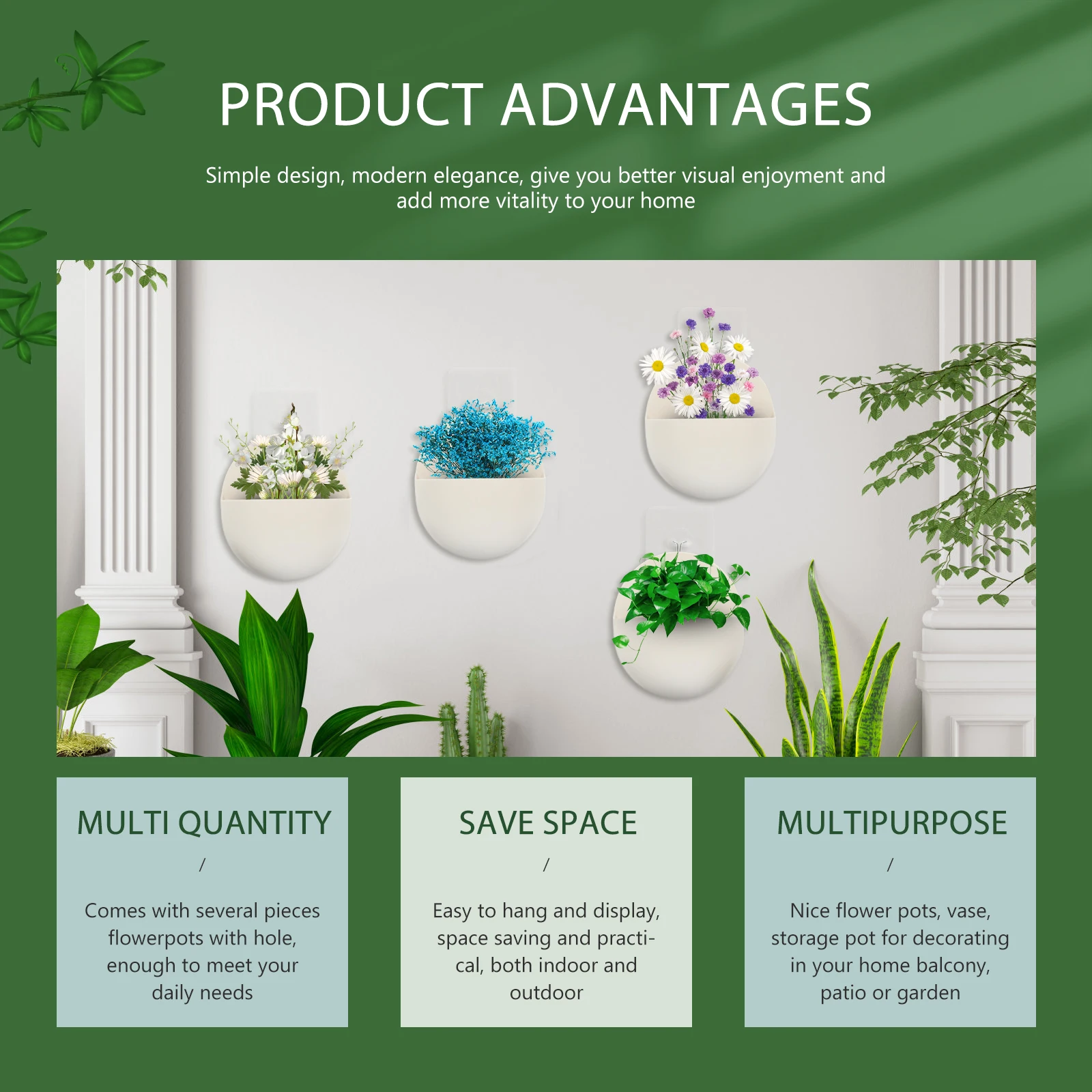 

4pcs Hanging Flower Pot Durable Hanging Flowerpot Container Plastic Planter Balcony Garden Decor Storage