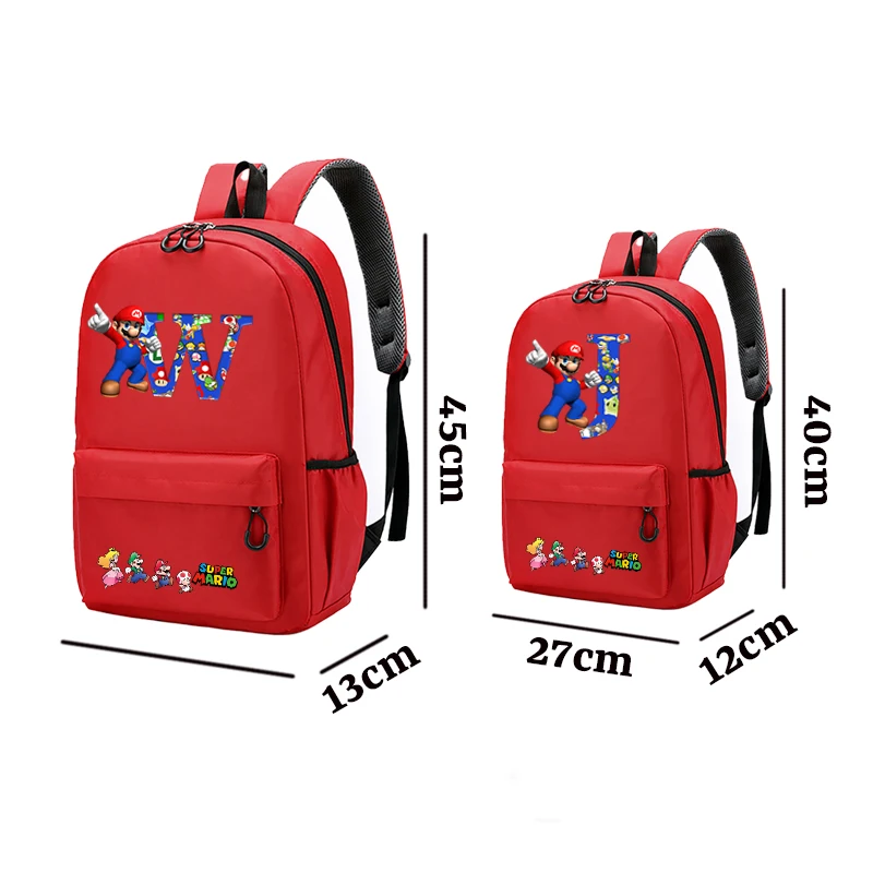 Super Mario Backpacks for Students Anime Cartoon Letter Printed Backpack Boys Girls Bilayer Schoolbags Children School Supplies