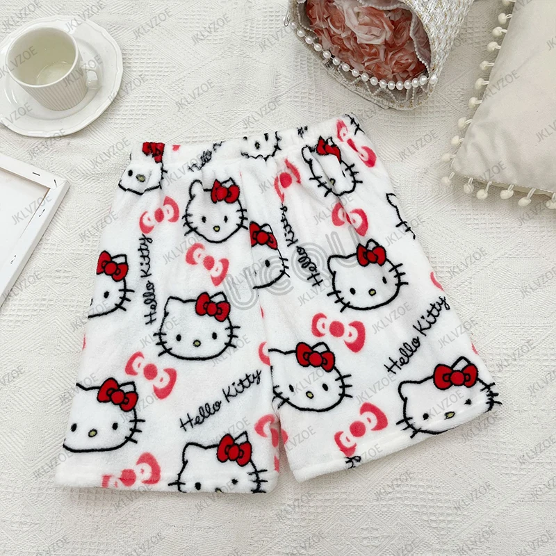 MINISO 2025 صيف جديد الكرتون لطيف مرحبا كيتي المطبوعة المرأة والرجال السراويل عادية المنزل بيجامة سراويل قصيرة عطلة السراويل #2