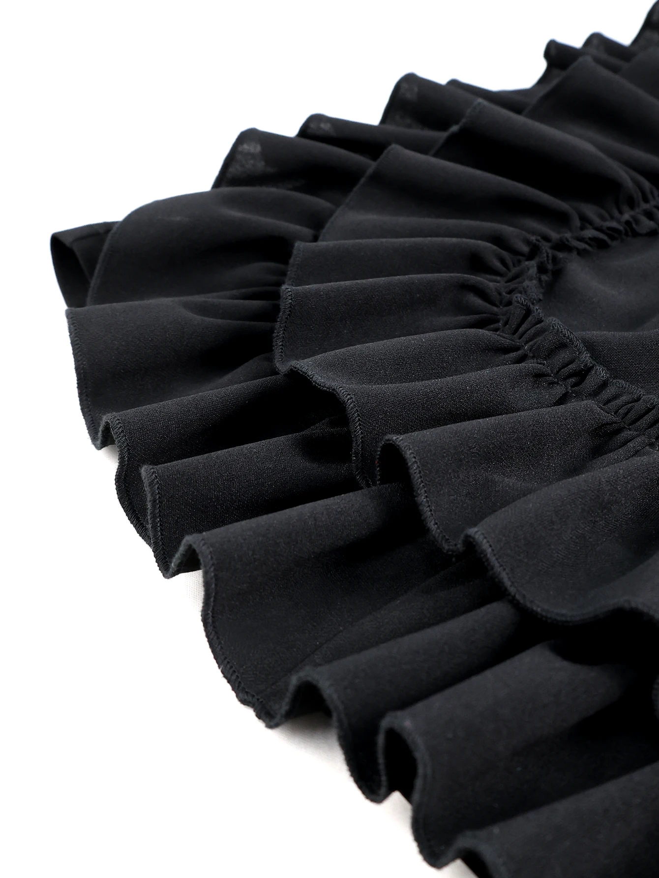 Preto bodycon midi vestidos para mulheres o pescoço sem mangas em camadas babados cintura alta bainha moda chique magro festa clube vestidos