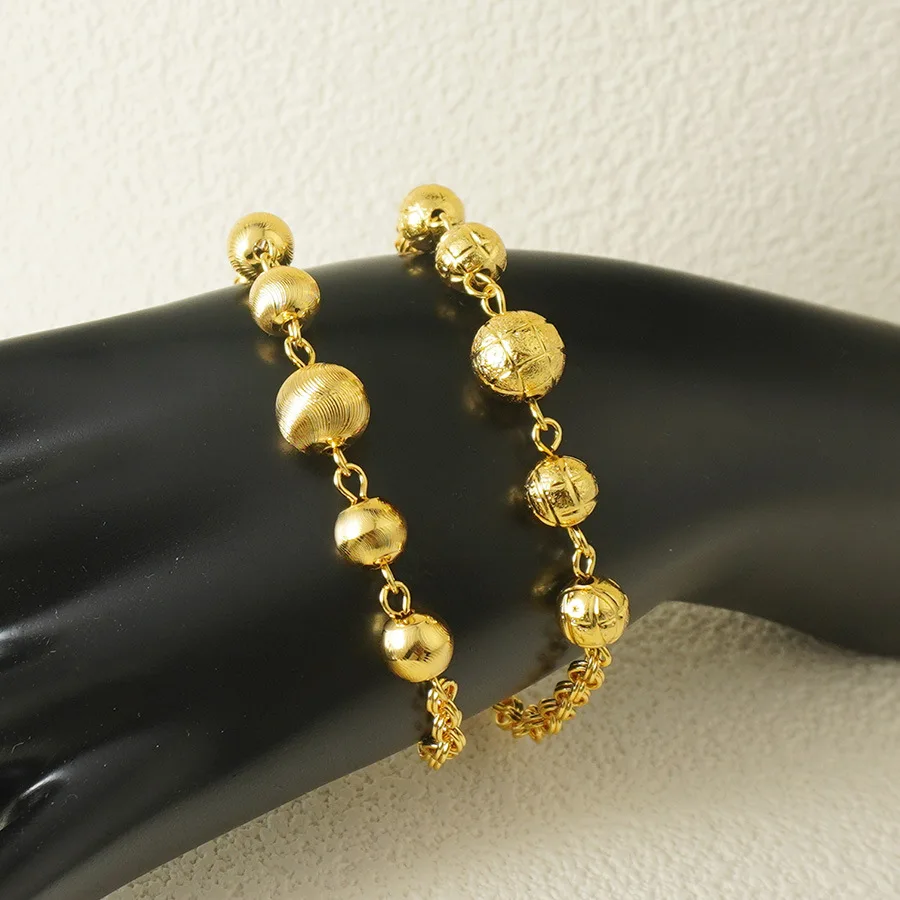 9999 gold cat-eye brushed round ball bracelet for women non-fading, high-end, niche, traditional Chinese style pendant bracelet