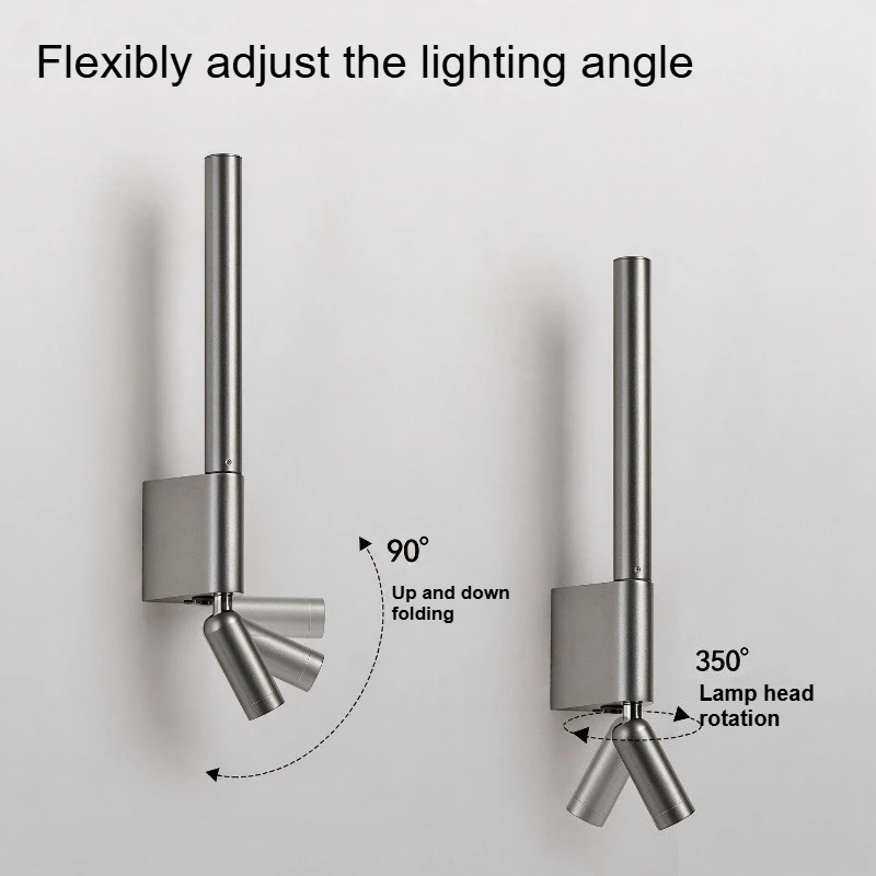 Modern Bedside Wall Lamp Rotation Adjustable Wall Light Reading Light with Switch Minimalist Nordic Hotel Room Master Bedroom